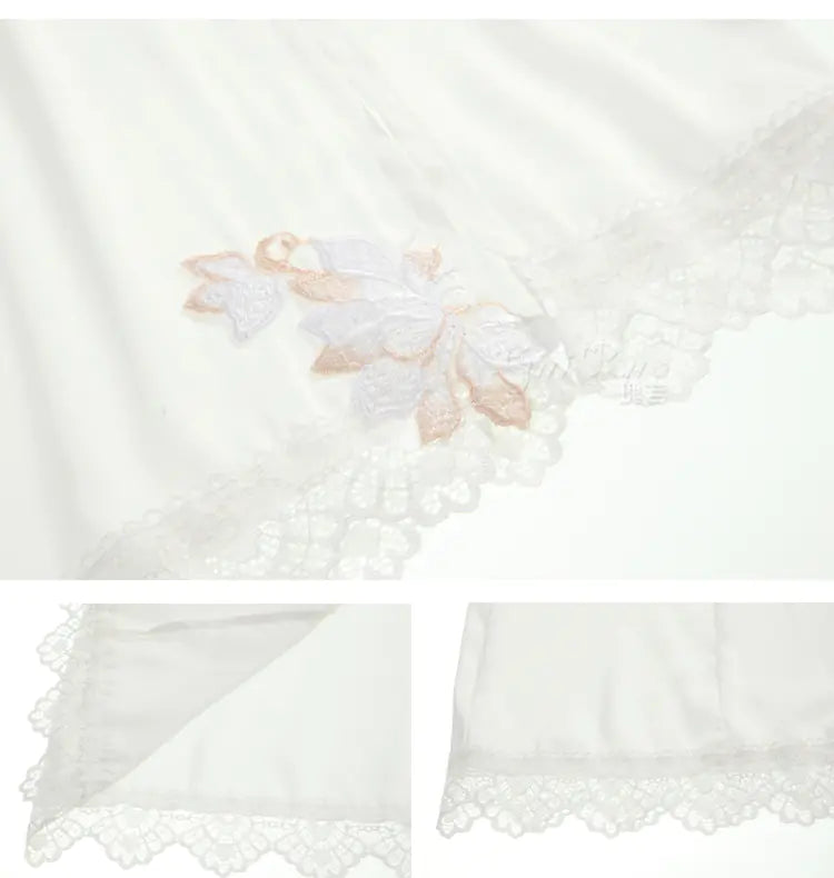 Lace Lingerie Nightwear Cami Dress with Side Split - - nightgown
