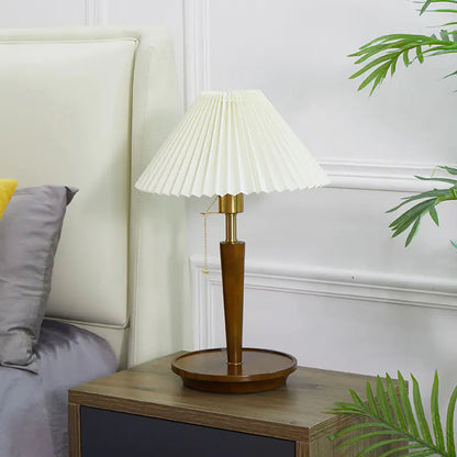 Nordic Solid Wood Pleated Bedside Vintage Lamp - Kia Day Design