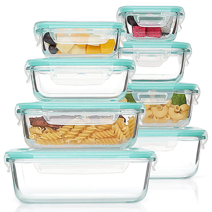 8 Glass Food Storage Containers Airtight with Leak Proof Locking Lids - Kia Day Design