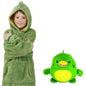 Fleece Wearable Blanket with Sleeves Big Pocket green multi