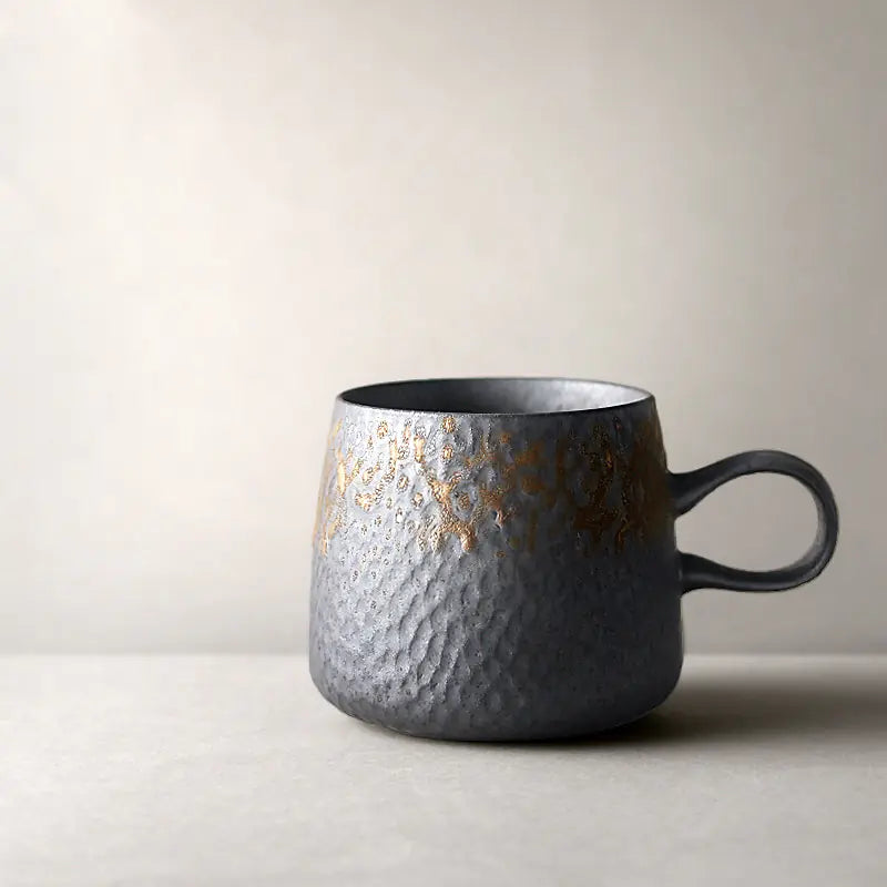 Black Vintage Handmade Ceramic Coffee Mug - Kia Day Design