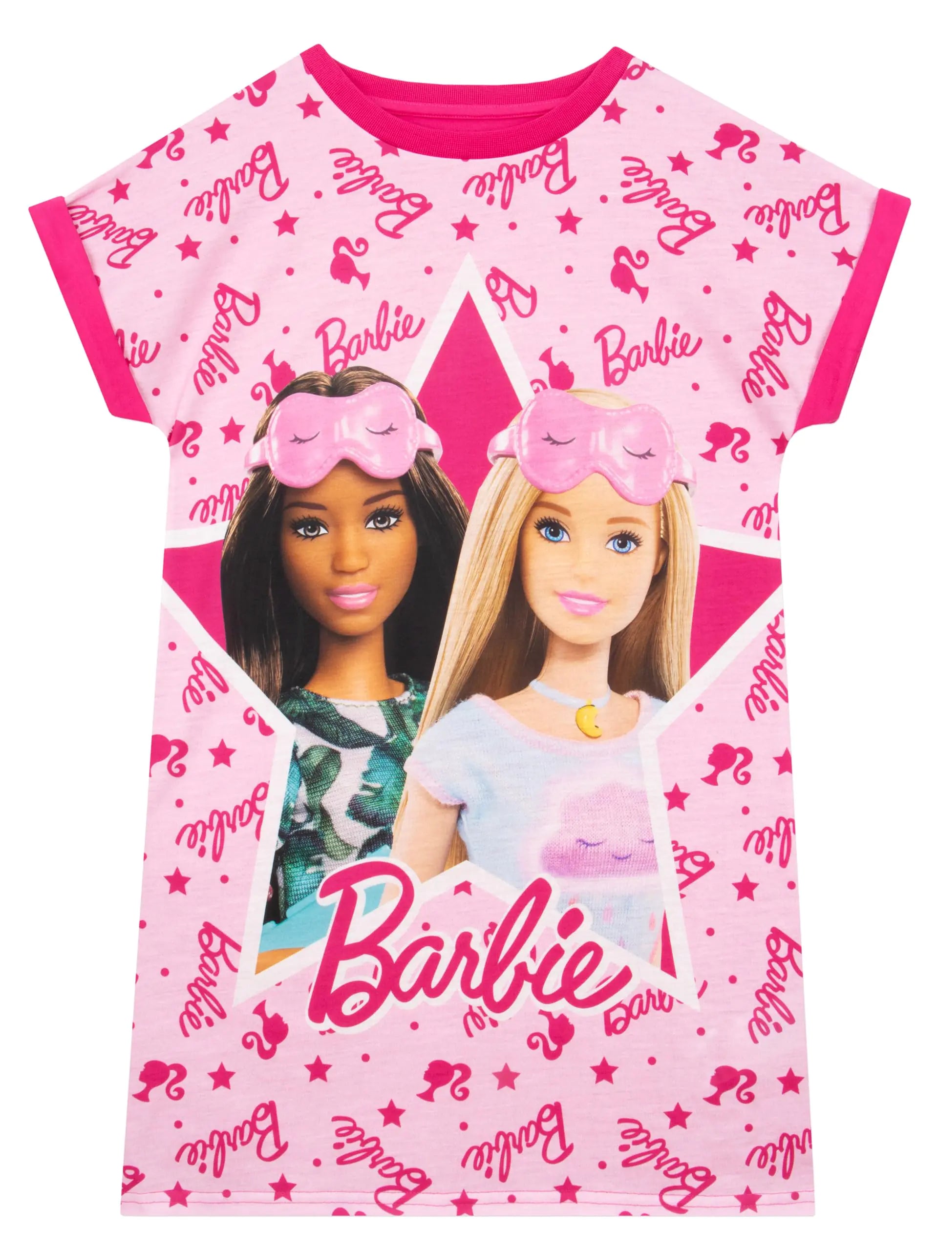 Barbie Nightgown For Girls | Short Sleeve Girls Pajama Gown | Fashionista Girls Sleep Shirt | Pink | 5 Kia Day Design