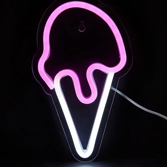 LED Neon Ice Cream Sign Night Light with USB Power Kia Day Design