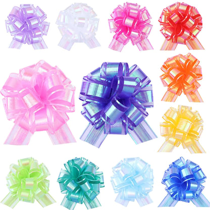 12 Pieces Mixed color Laser Pull Bows 6 Inch - - bow