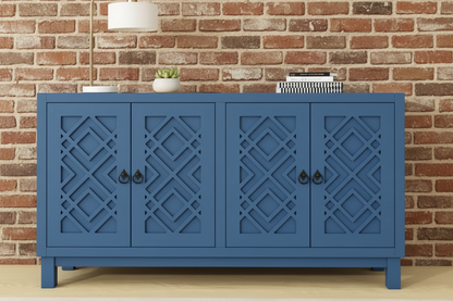 Blue 4-door Cabinet with Pull-tab Handle - - cabinet
