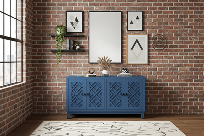 Blue 4-door Cabinet with Pull-tab Handle - - cabinet