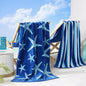 Cotton Velour Beach Towel - Maui Collection - 2 Pack- 30" x 60" Navy Royal Blue Starfish & Stripe - Beach Towels