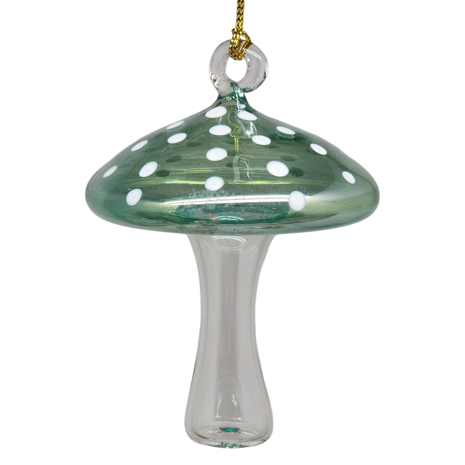 Egyptian Blown Glass Ornament - Mushroom - Green - - Christmas >> Ornaments >> Egyptian Glass