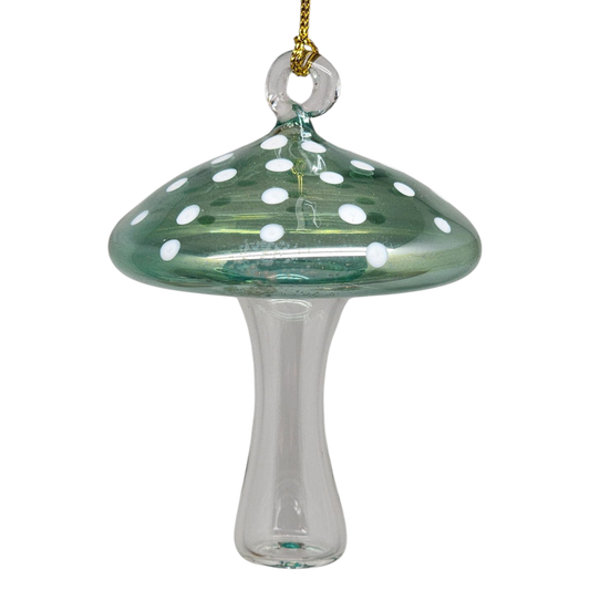 Egyptian Blown Glass Ornament - Mushroom - Green - - Christmas >> Ornaments >> Egyptian Glass