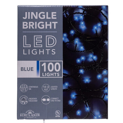 Jingle Bright 100 LED Light Set - Blue - Green Wire - Default Title - Christmas >> Lighting