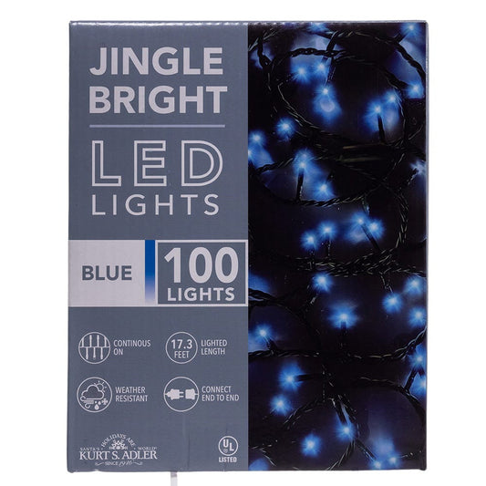 Jingle Bright 100 LED Light Set - Blue - Green Wire - Default Title - Christmas >> Lighting