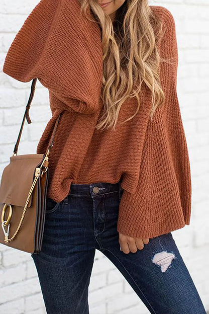 Loose Fit Batwing Sweater with Flared Sleeves