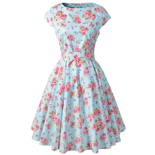 Swintager Vintage Hepburn Style Mint Green Dress - Kia Day Design