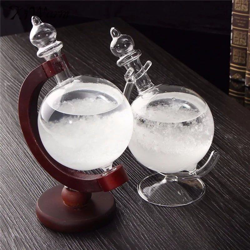 Weather Forecast Crystal Wooden Glass Base