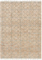 Rice Dusty Sage Fringed Jute Carpet - - Rugs