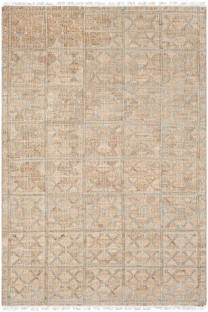 Rice Dusty Sage Fringed Jute Carpet - 6' x 9' Rectangle - Rugs