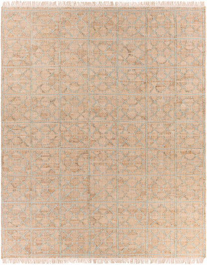 Rice Dusty Sage Fringed Jute Carpet - 8' x 10' Rectangle - Rugs
