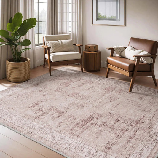 Pink Non Slip Washable Rug - Kia Day Design