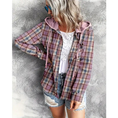 Hooded Casual Overshirt with Button Closure - Kia Day Design