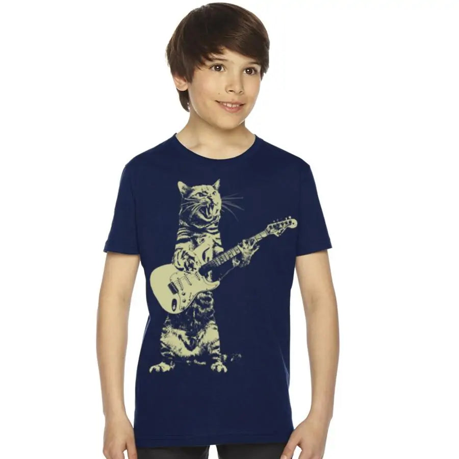 Kids cat playing guitar T-shirt