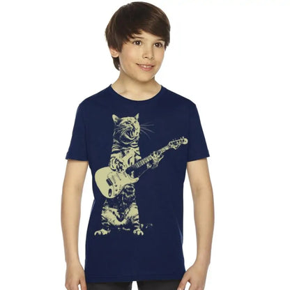 Kids Cat Playing Guitar T-shirt black