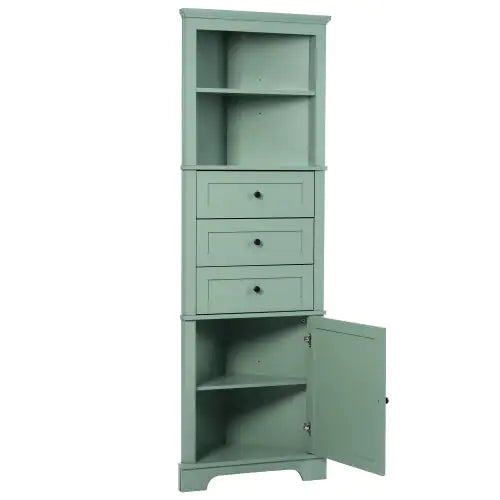 Green Triangular Tall Cabinet With 3 Drawers and Adjustable Shelves - Kia Day Design