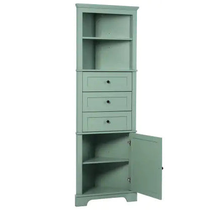 Green Triangular Tall Cabinet With 3 Drawers and Adjustable Shelves - Kia Day Design