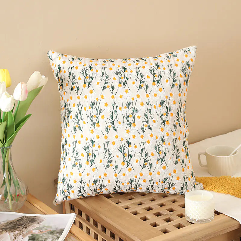 Floral Embroidered Pillow - Kia Day Design
