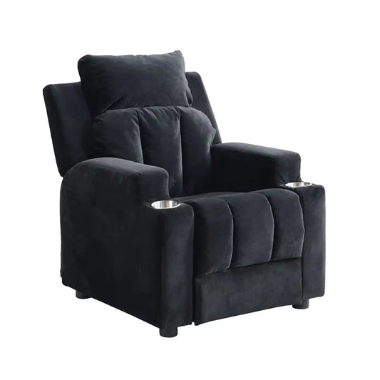 Kids Upholstered Chair With Cup Holder - BlackAltay Velvet - chair