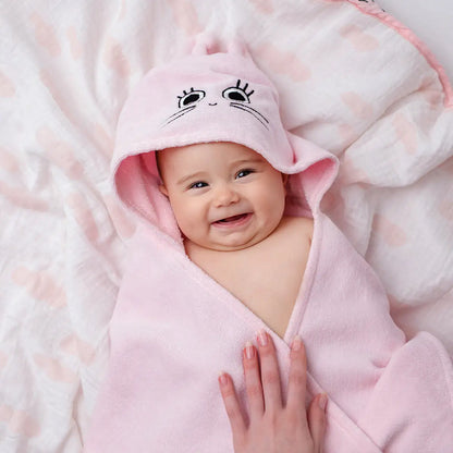 Milk&Moo Chancin Velvet Hooded Baby Towel one Pink