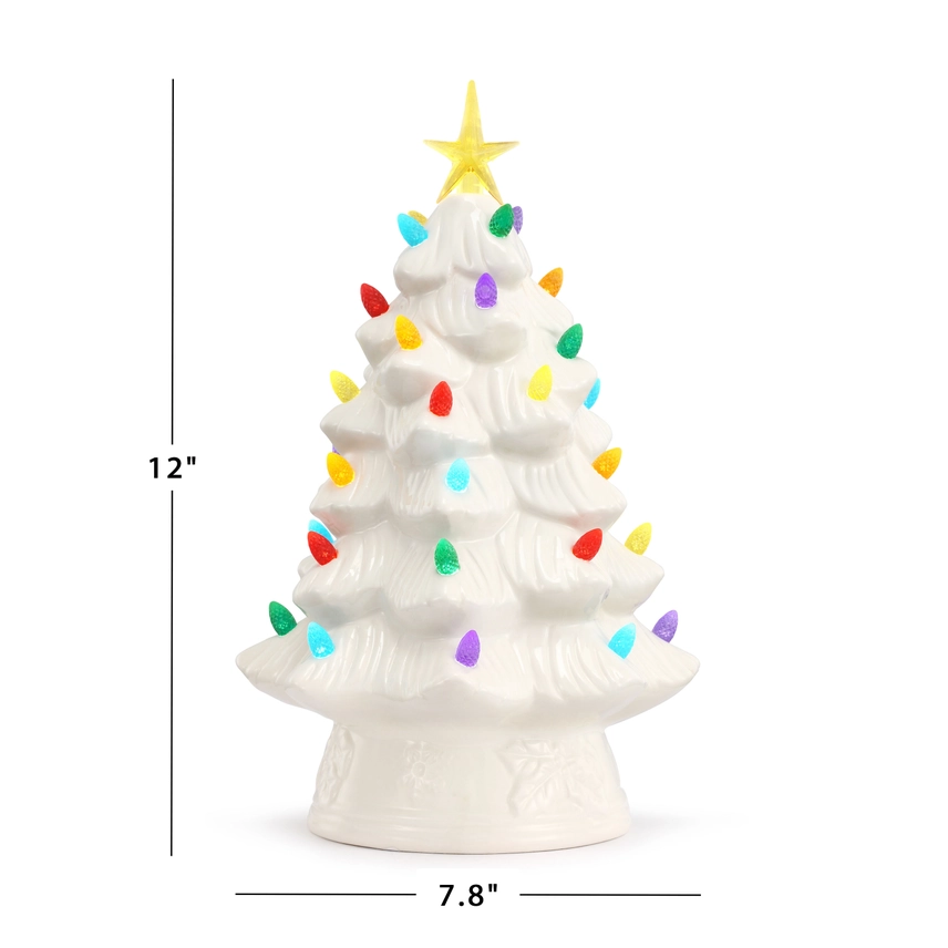Ceramic Christmas Tree - White - 12 inch - - Christmas >> Decor