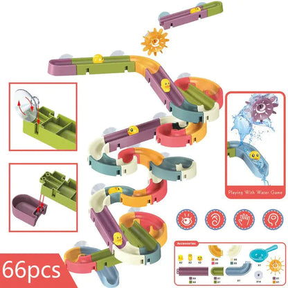 Baby Bath Duck Toys DIY Marble Race Run Assembling Track Kia Day Design