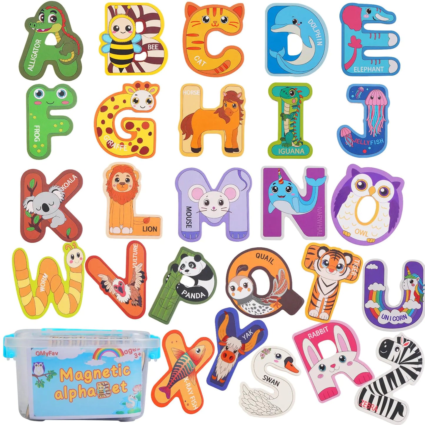 Kids Wooden Animal Magnetic Letters for Fridge - 26 - magnets