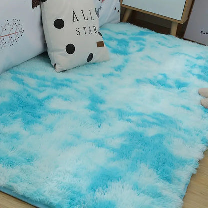 Blue Fluffy Shaggy Area Rug - Kia Day Design
