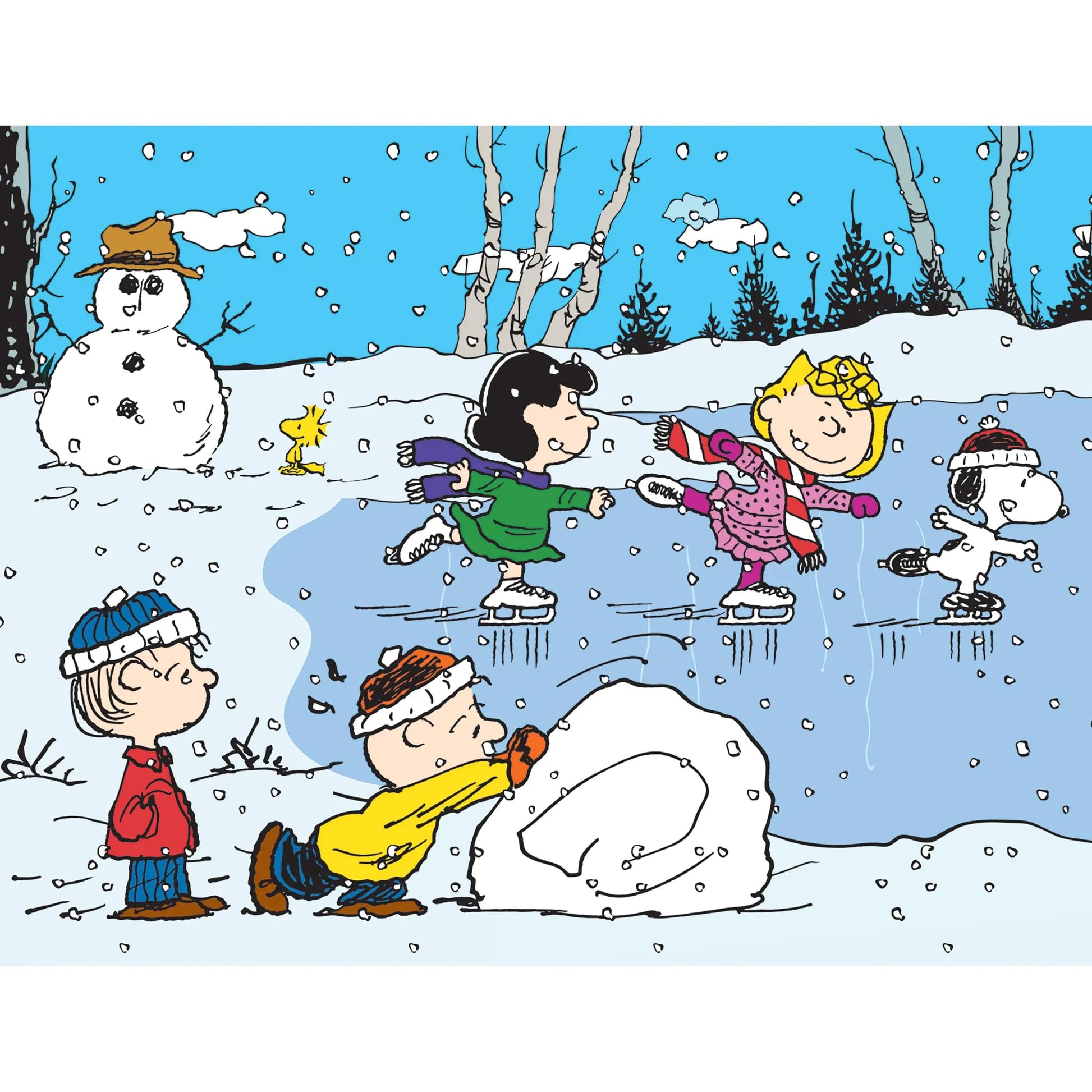 RoseArt - Peanuts - Ice Skating at The Pond - 100 Piece Jigsaw Puzzle - Ice Skating at The Pond - puzzle