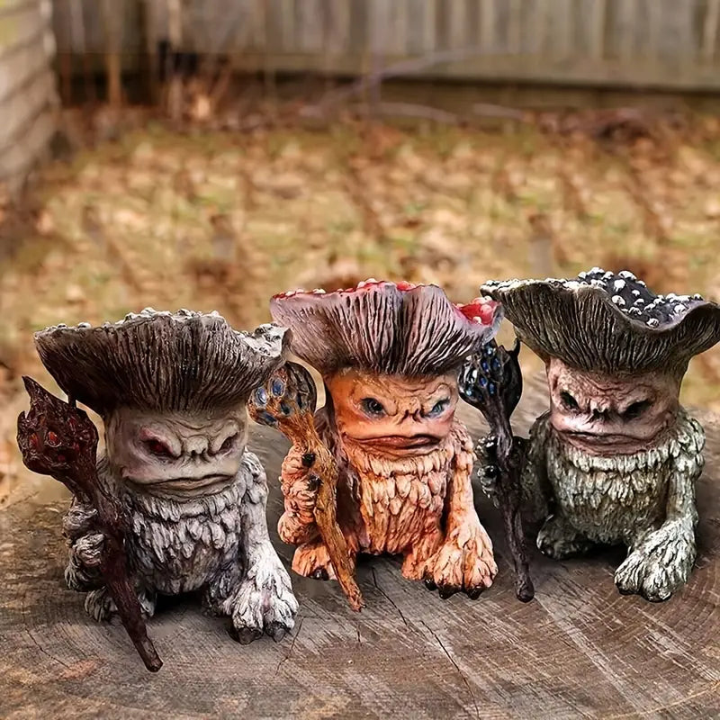 Fairy Mushroom Monster Troll Statue for Garden Decor