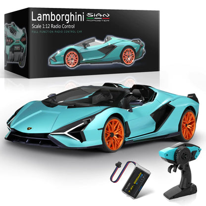 MIEBELY Blue Lamborghini Remote Control Car 1:12 Scale Lambo Toy Car - - rc car