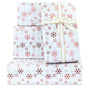 Snowflake Christmas Wrapping Paper Luxurious Aluminum Foil Shiny Simple Gift Wrap Paper Set of 4 sheets Paper and Gold Edged Ribbon Folded Flat 20x28 inches per sheet， Unique Xmas Decorative Paper Kia Day Design
