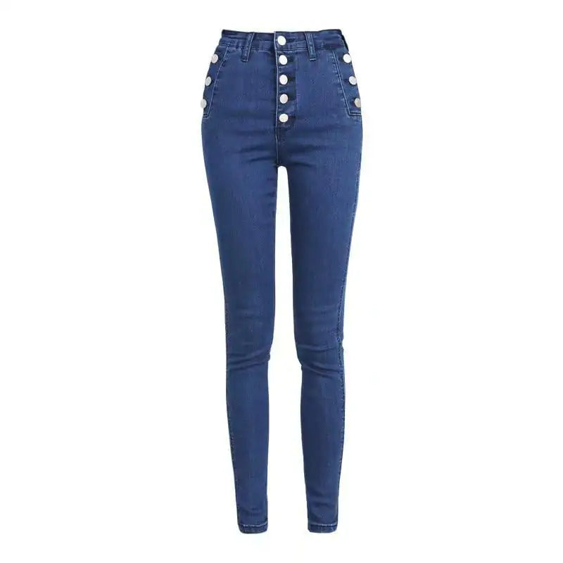 High Waist Button Down Thick Jeans for Women - Kia Day Design