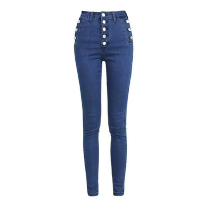 High Waist Button Down Thick Jeans for Women - Kia Day Design