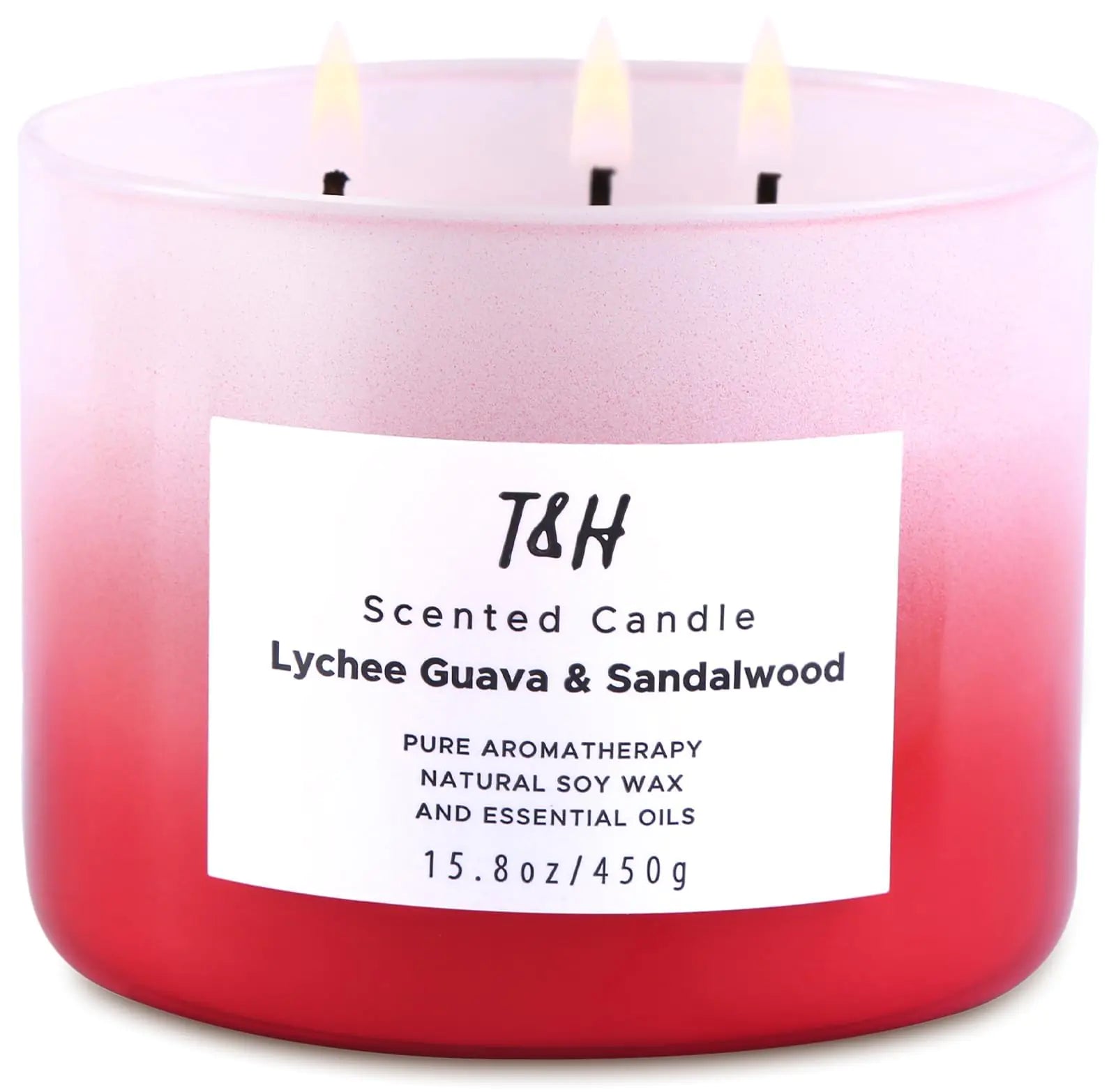 Large 3-Wick Lychee Guava Sandalwood Candle - n a - candle