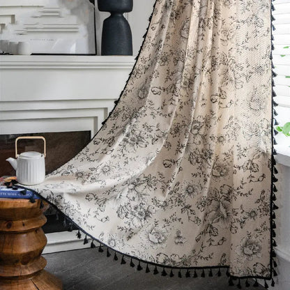 Pink Cotton and Linen Semi-Opaque Printed Curtain - Kia Day Design