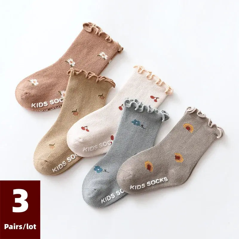 3 Pairs of Anti-Slip Childrens Socks - Kia Day Design