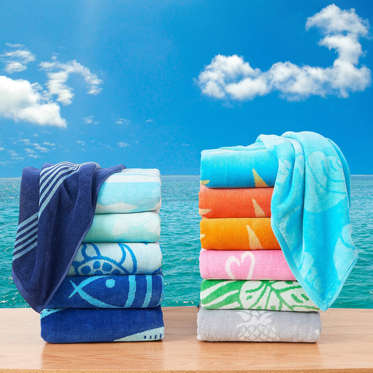 Cotton Velour Beach Towel - Maui Collection - - Beach Towels