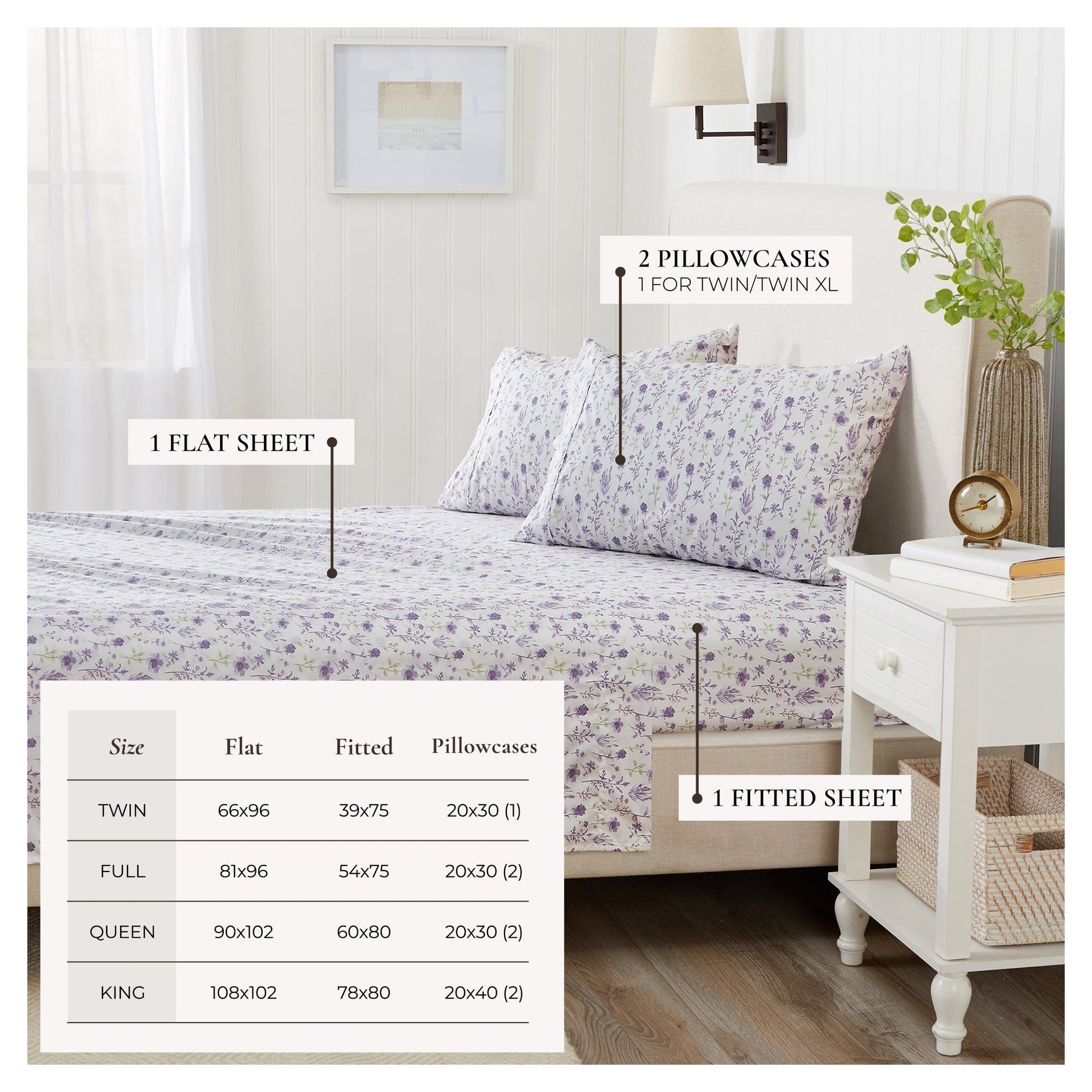 Watercolor Floral Sheet Set - Delia Collection - - Sheets