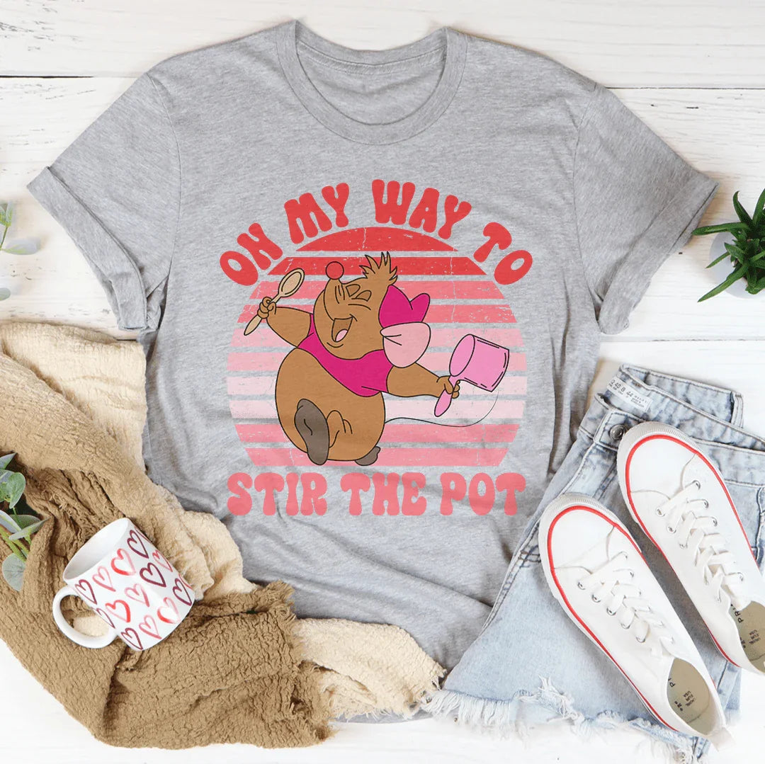 On My Way To Stir The Pot Tee - Athletic Heather -