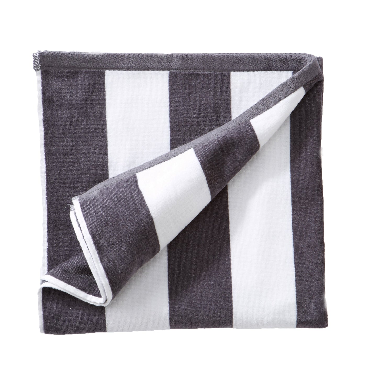 Cotton Velour Cabana Stripe Beach Towel - Novia Collection - Single Oversized- 35" x 70" Charcoal Grey -