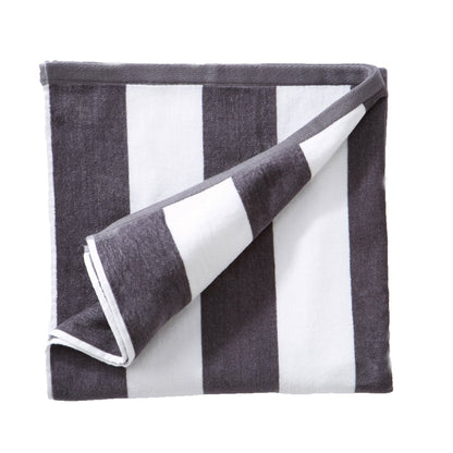 Cotton Velour Cabana Stripe Beach Towel - Novia Collection - Single Oversized- 35" x 70" Charcoal Grey -