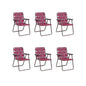 6 Pieces Folding Beach Chair Camping Lawn Webbing Chair-Red - - Home & Garden