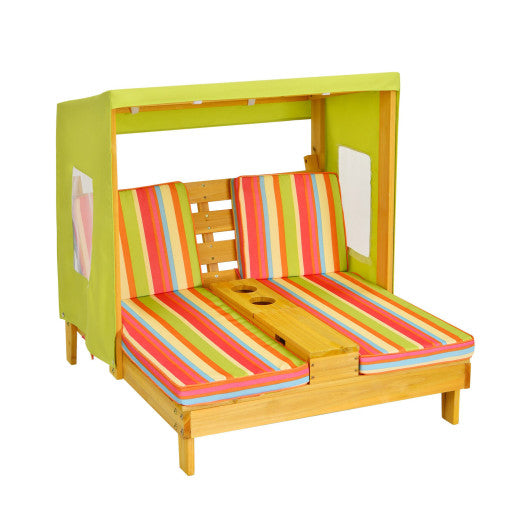 Kids Patio Lounge Chair with Cup Holders and Awning-Multicolor - - Home & Garden